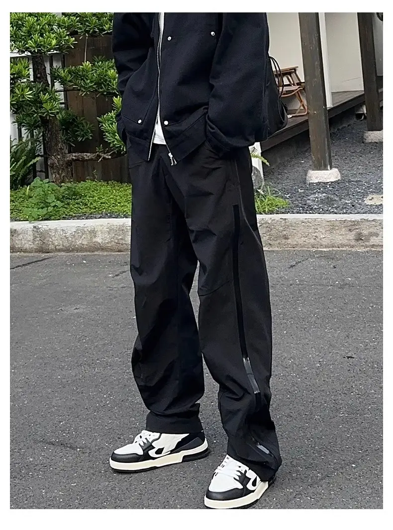 Men's Black Windproof Ice Silk Straight Pants — feature 8