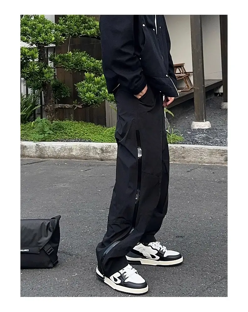 Men's Black Windproof Ice Silk Straight Pants — feature 9