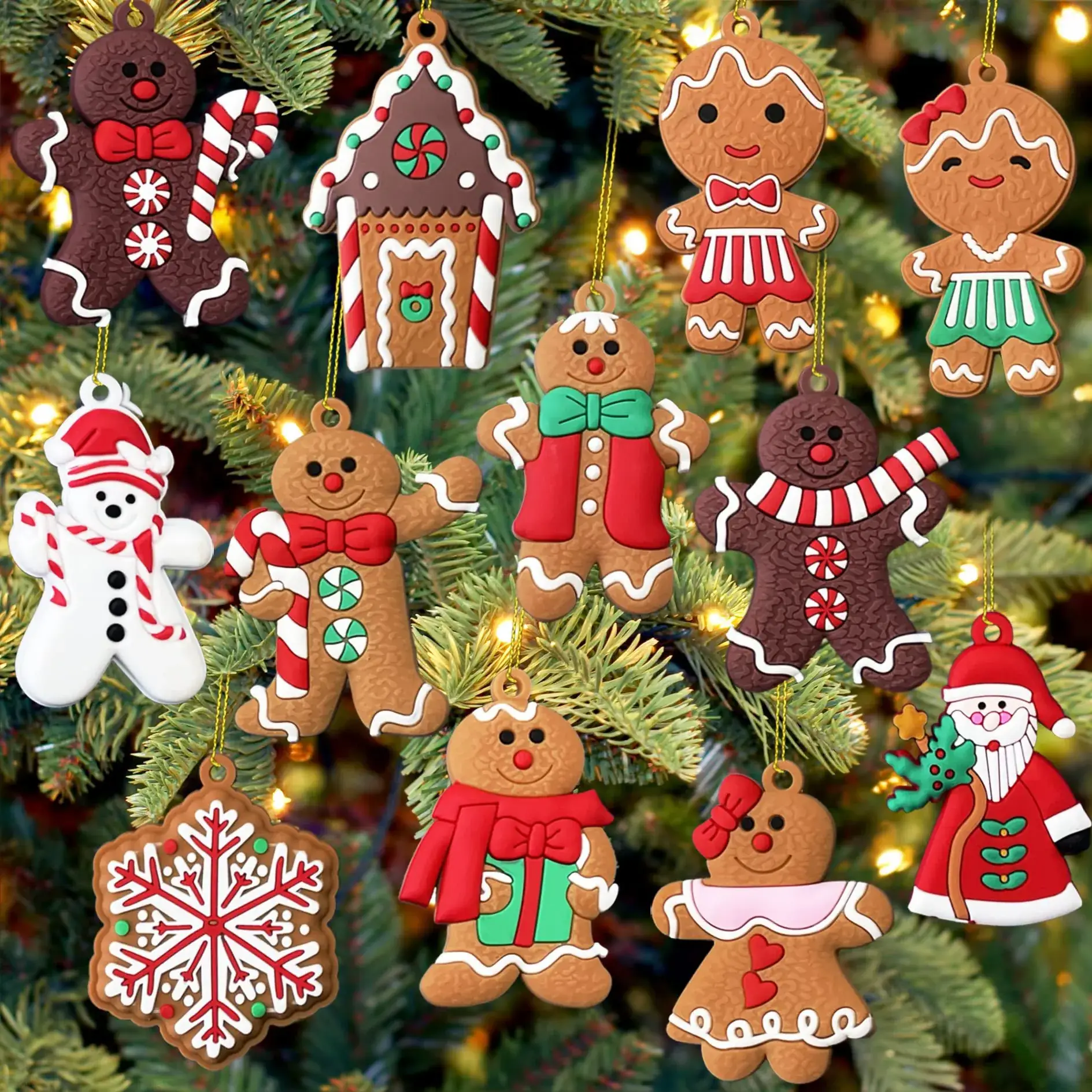 2025 Christmas Ginger Bear Hanging Ornaments Set