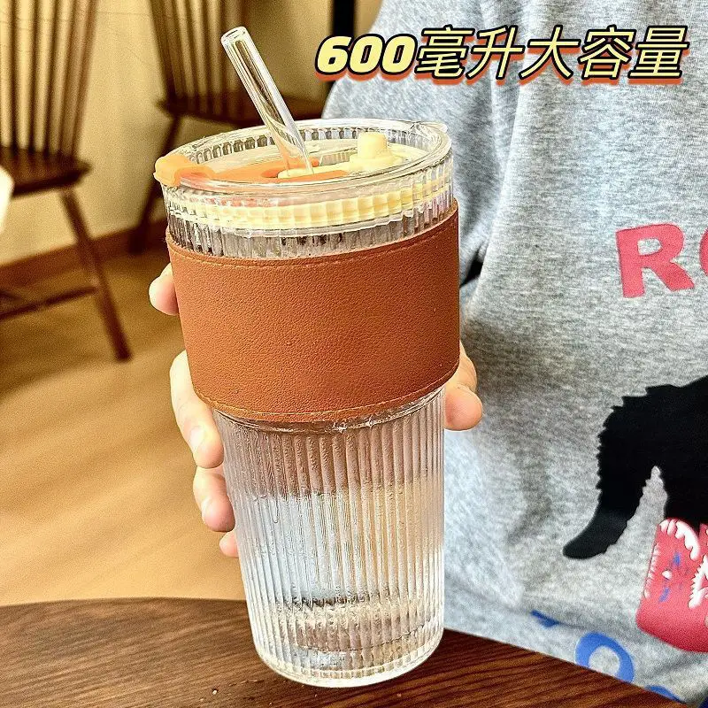 600ml Cross-Border Cold Drink Cup with Straw Lid - Image 3