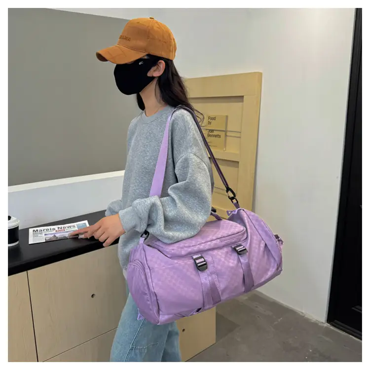 Launderable Travel Bag Women Men Purple Double Shoulder — feature 50