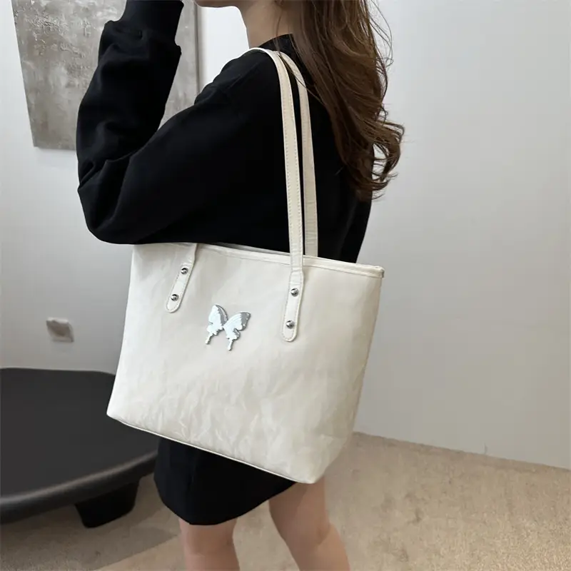 White Butterfly Hardware Shoulder Bag for Women - Image 8