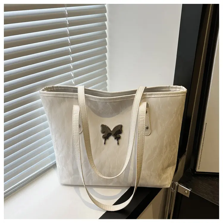 White Butterfly Hardware Shoulder Bag for Women - Image 2
