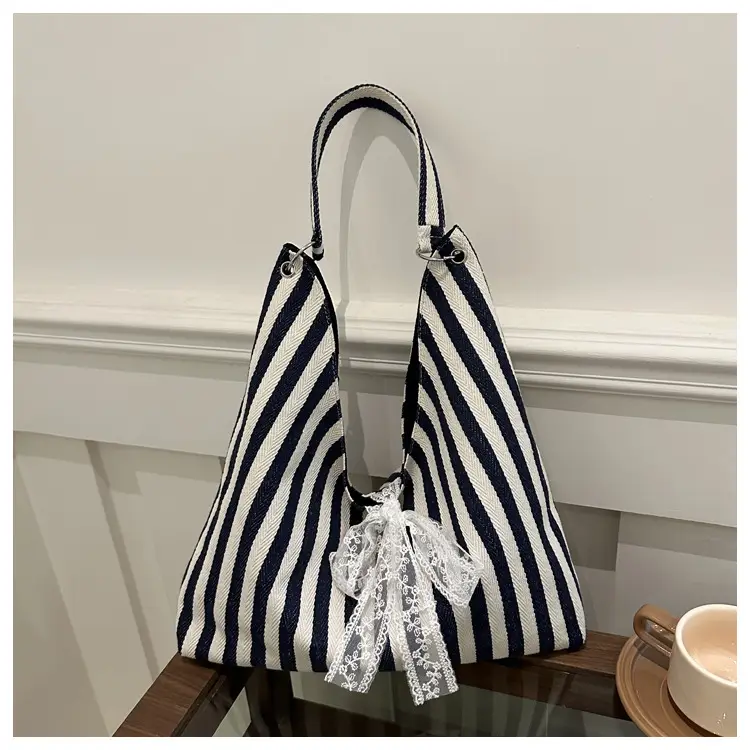 2024 Striped Canvas Shoulder Bags for Women — feature 10