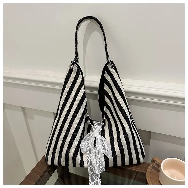2024 Striped Canvas Shoulder Bags for Women — feature 12