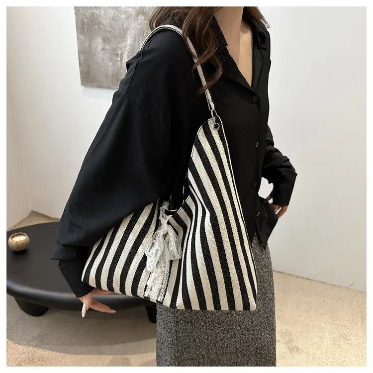 2024 Striped Canvas Shoulder Bags for Women — feature 14