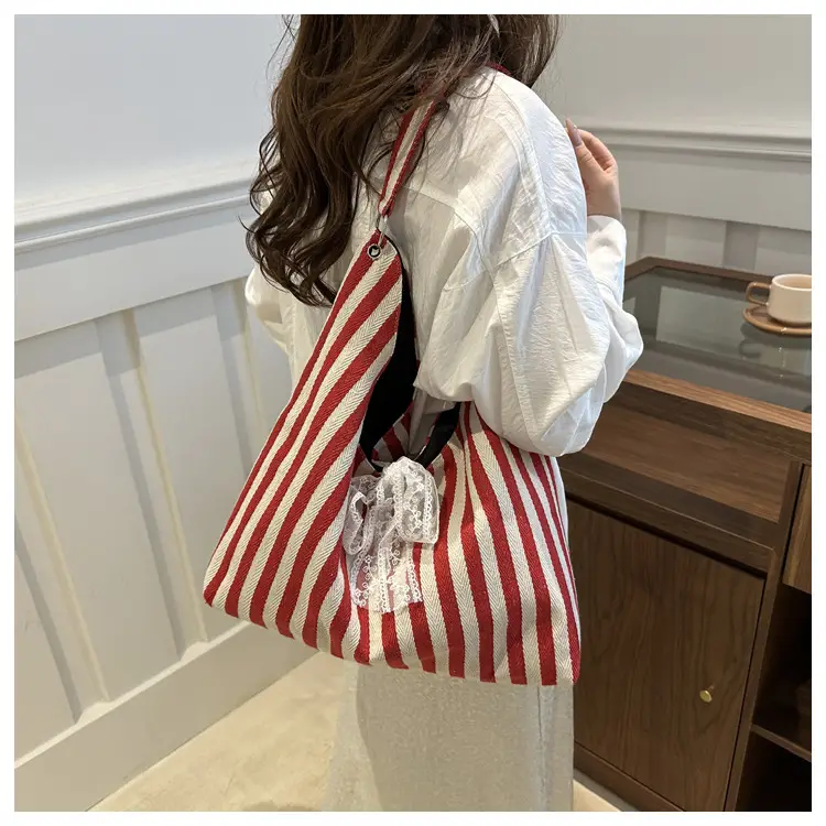 2024 Striped Canvas Shoulder Bags for Women — feature 18