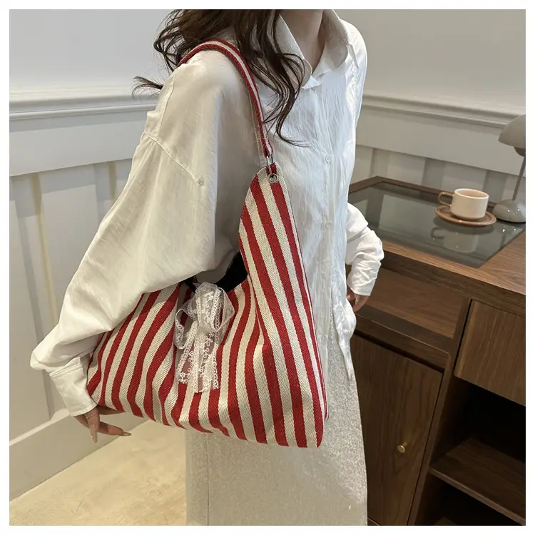 2024 Striped Canvas Shoulder Bags for Women — feature 20