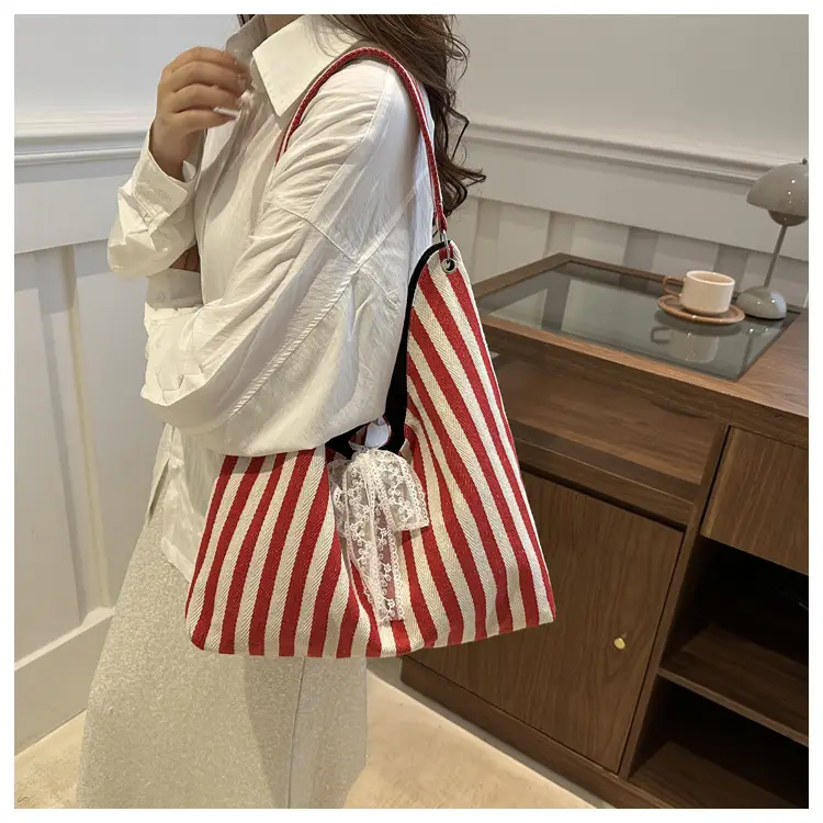 2024 Striped Canvas Shoulder Bags for Women — feature 21