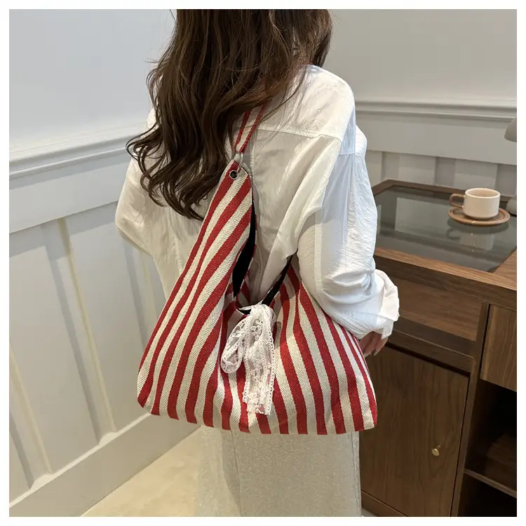 2024 Striped Canvas Shoulder Bags for Women — feature 22