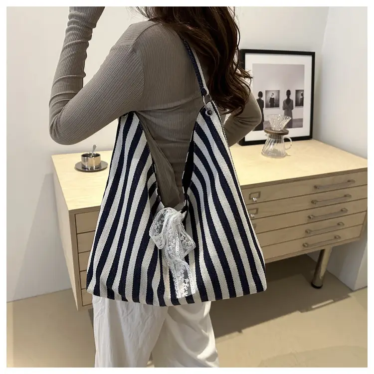 2024 Striped Canvas Shoulder Bags for Women — feature 24