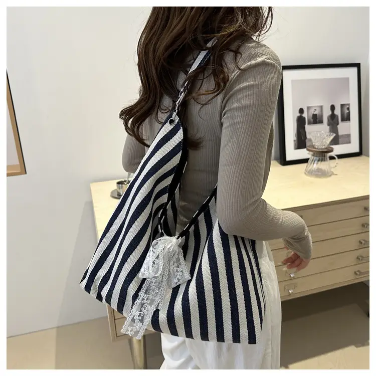 2024 Striped Canvas Shoulder Bags for Women — feature 25
