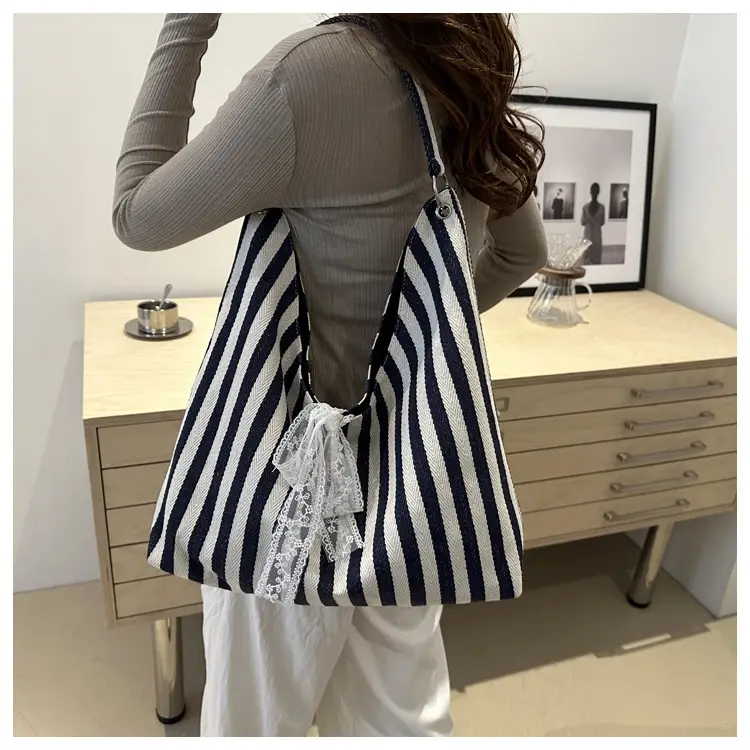 2024 Striped Canvas Shoulder Bags for Women — feature 27