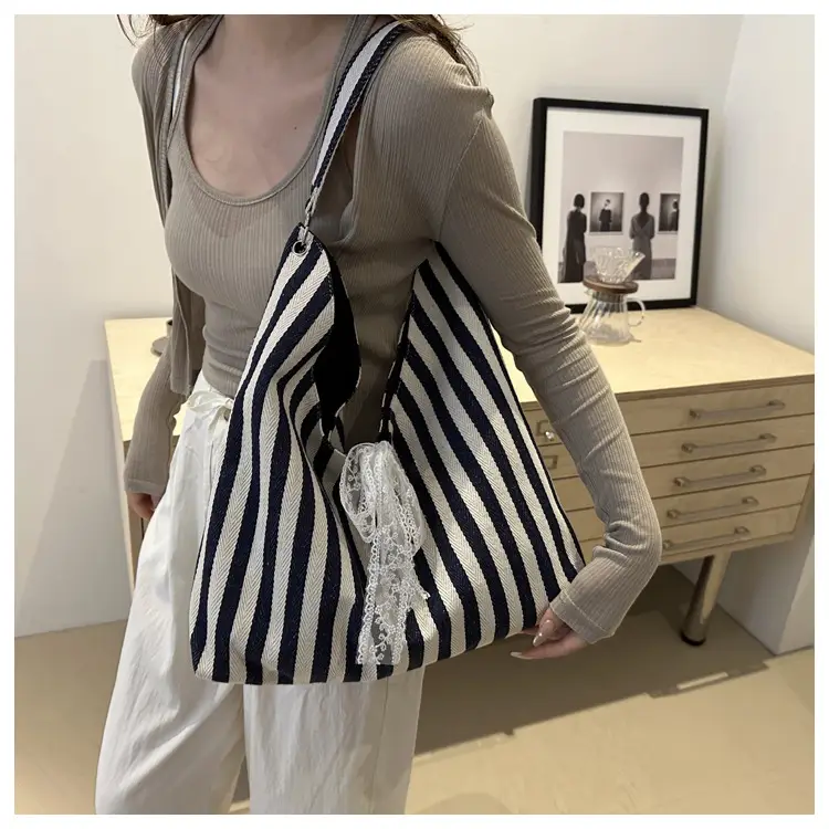2024 Striped Canvas Shoulder Bags for Women — feature 28