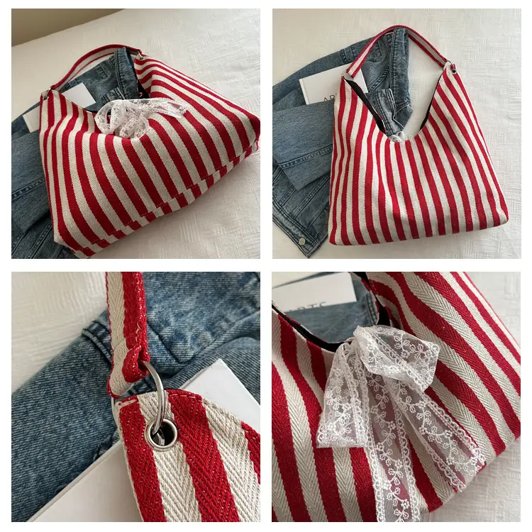 2024 Striped Canvas Shoulder Bags for Women — feature 8
