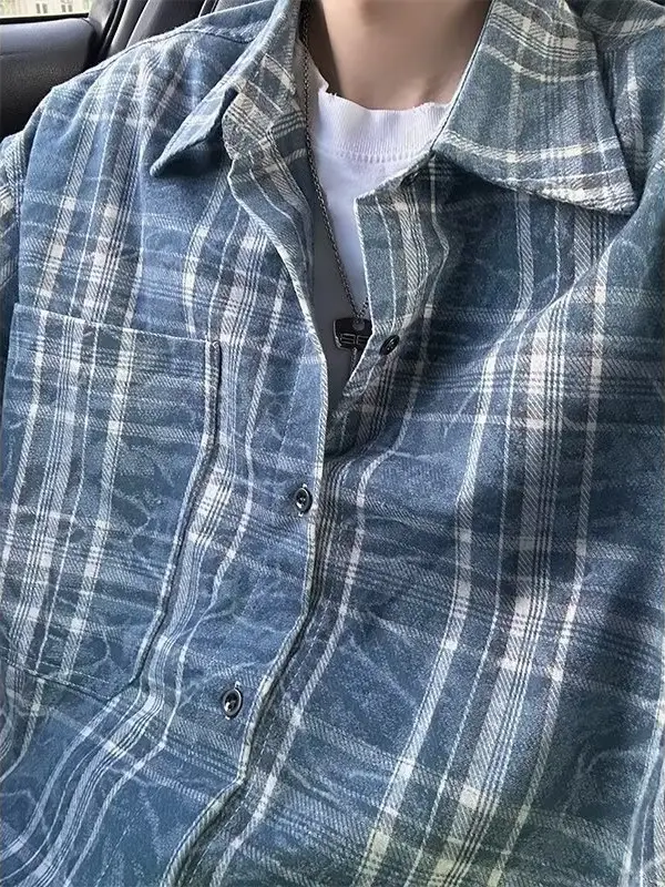 Vintage Plaid Shirt Men's Long Sleeve Autumn Wear