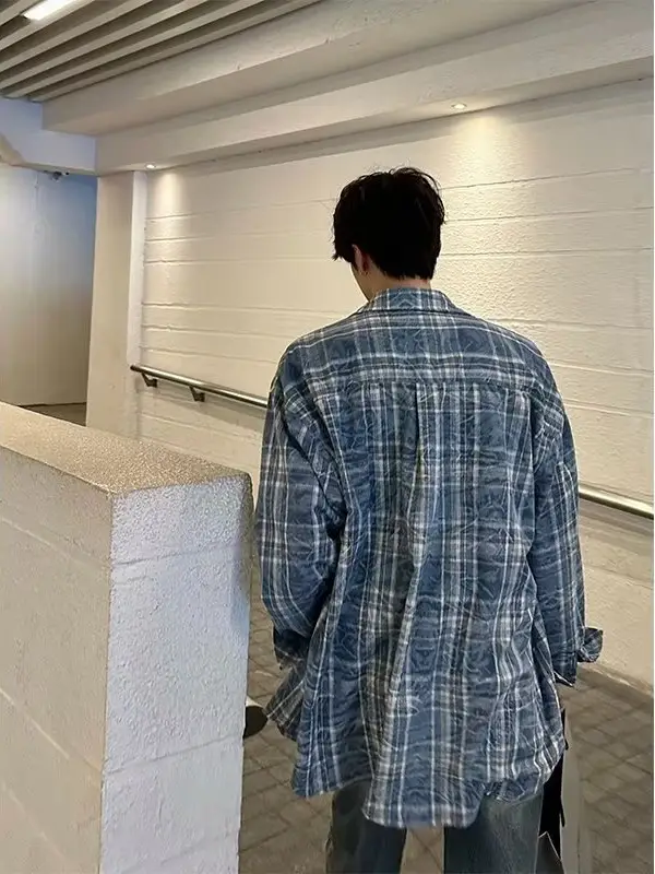 Vintage Plaid Shirt Men's Long Sleeve Autumn Wear