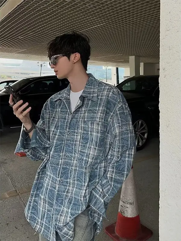 Vintage Plaid Shirt Men's Long Sleeve Autumn Wear