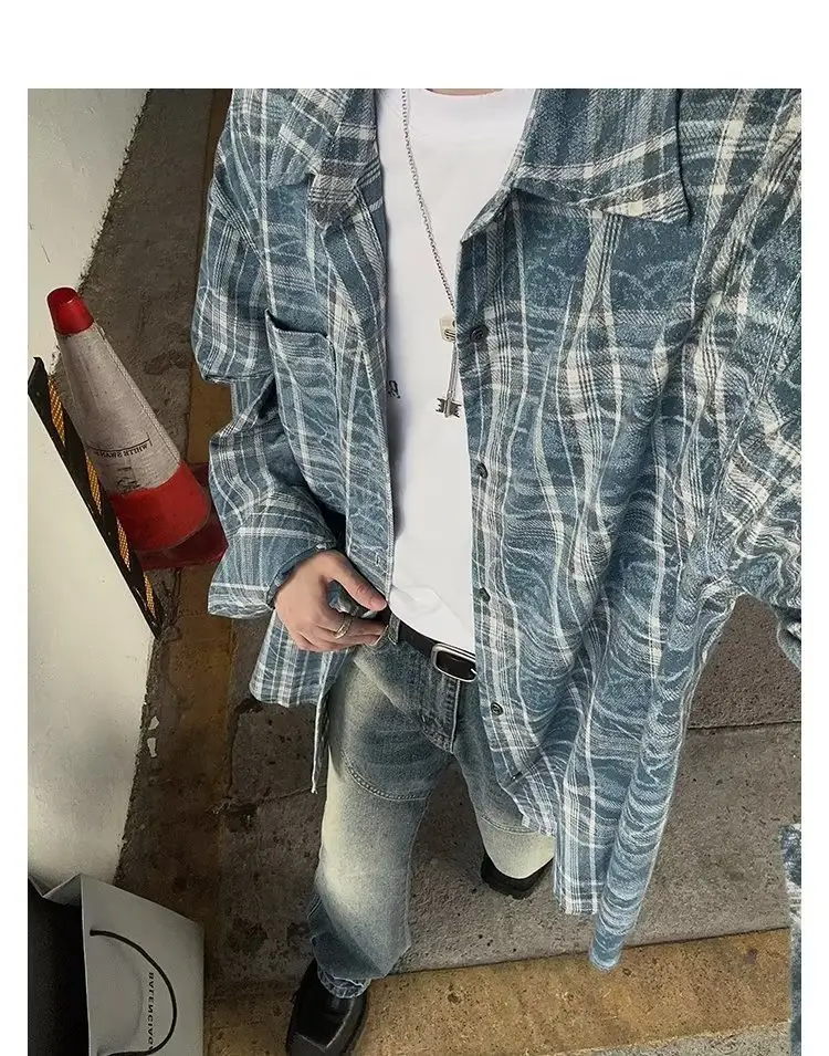 Vintage Plaid Shirt Men's Long Sleeve Autumn Wear — feature 12