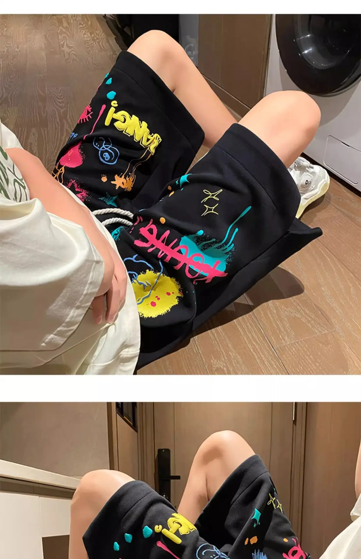 American Graffiti Shorts for Boys Black Dopamine Wear — feature 11