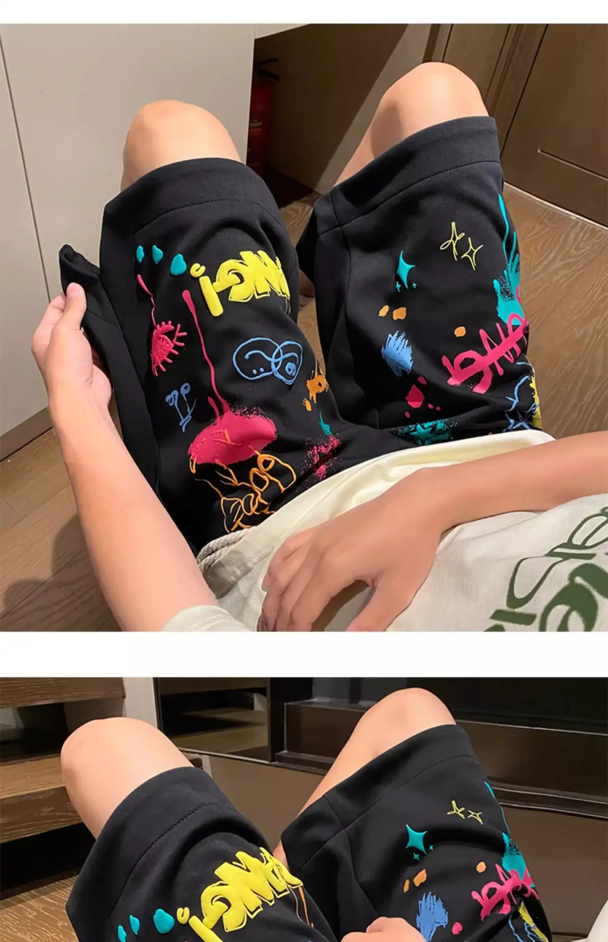 American Graffiti Shorts for Boys Black Dopamine Wear — feature 13