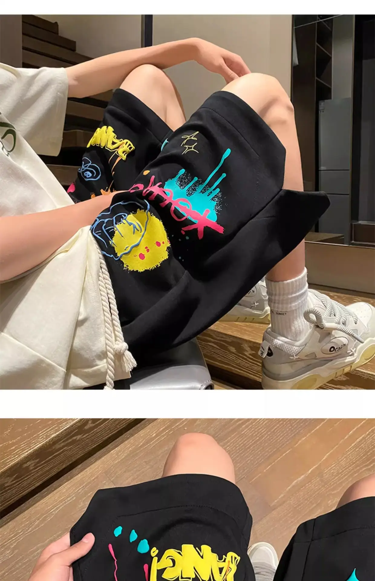American Graffiti Shorts for Boys Black Dopamine Wear — feature 15