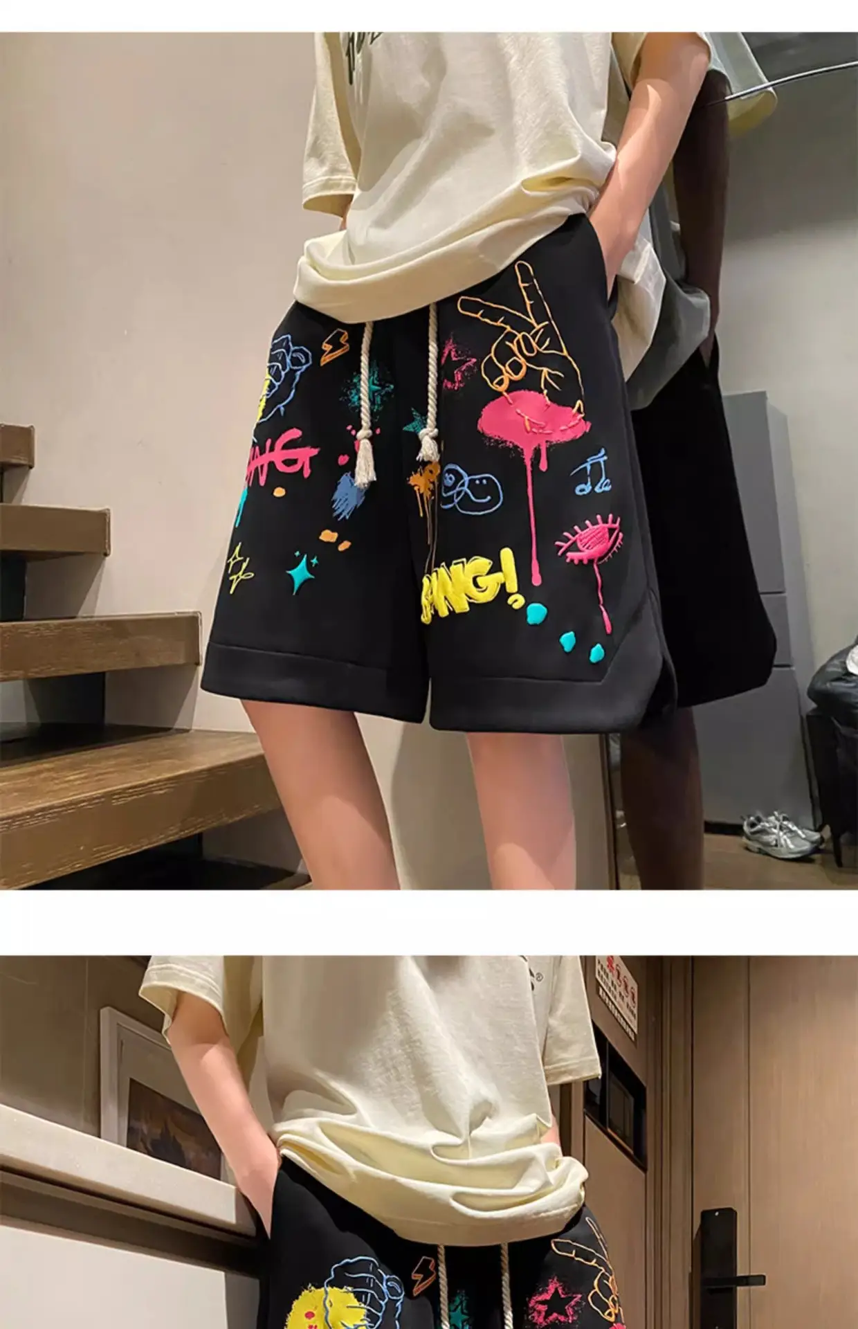 American Graffiti Shorts for Boys Black Dopamine Wear — feature 9