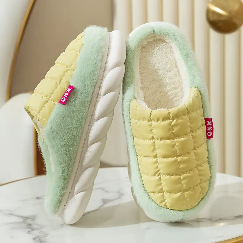 Cotton Slippers for Women 2024 Winter New Indoor Home Household Warm Fleece-lined Furry Shoes Couple Warm Cotton Slippers for Men