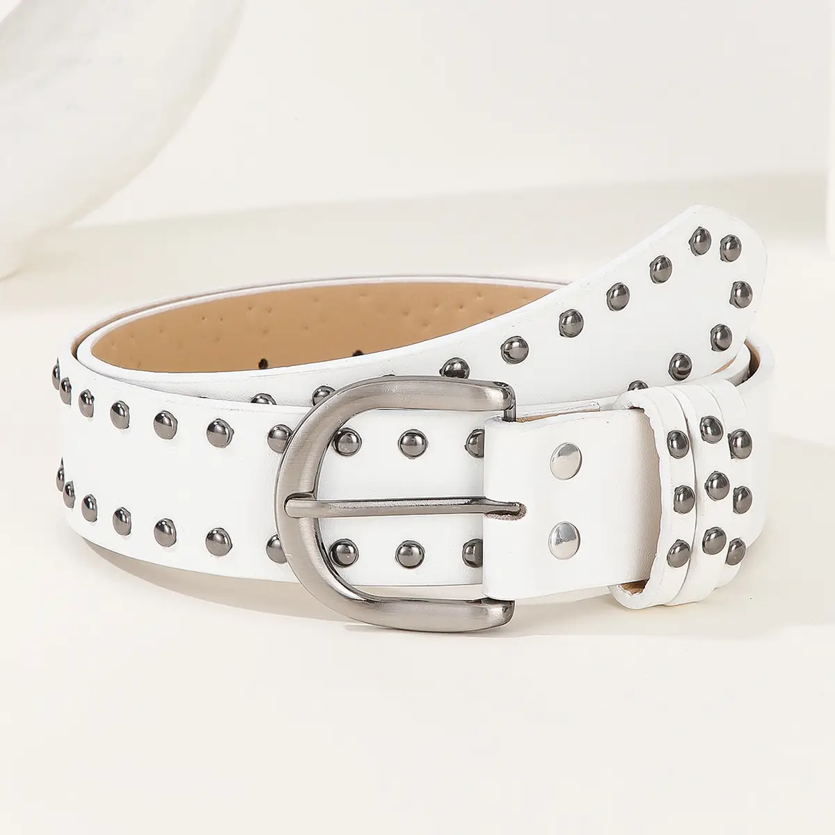 American Hip Hop Belt Women Wide Punk Style Willow Nail Black - Image 5