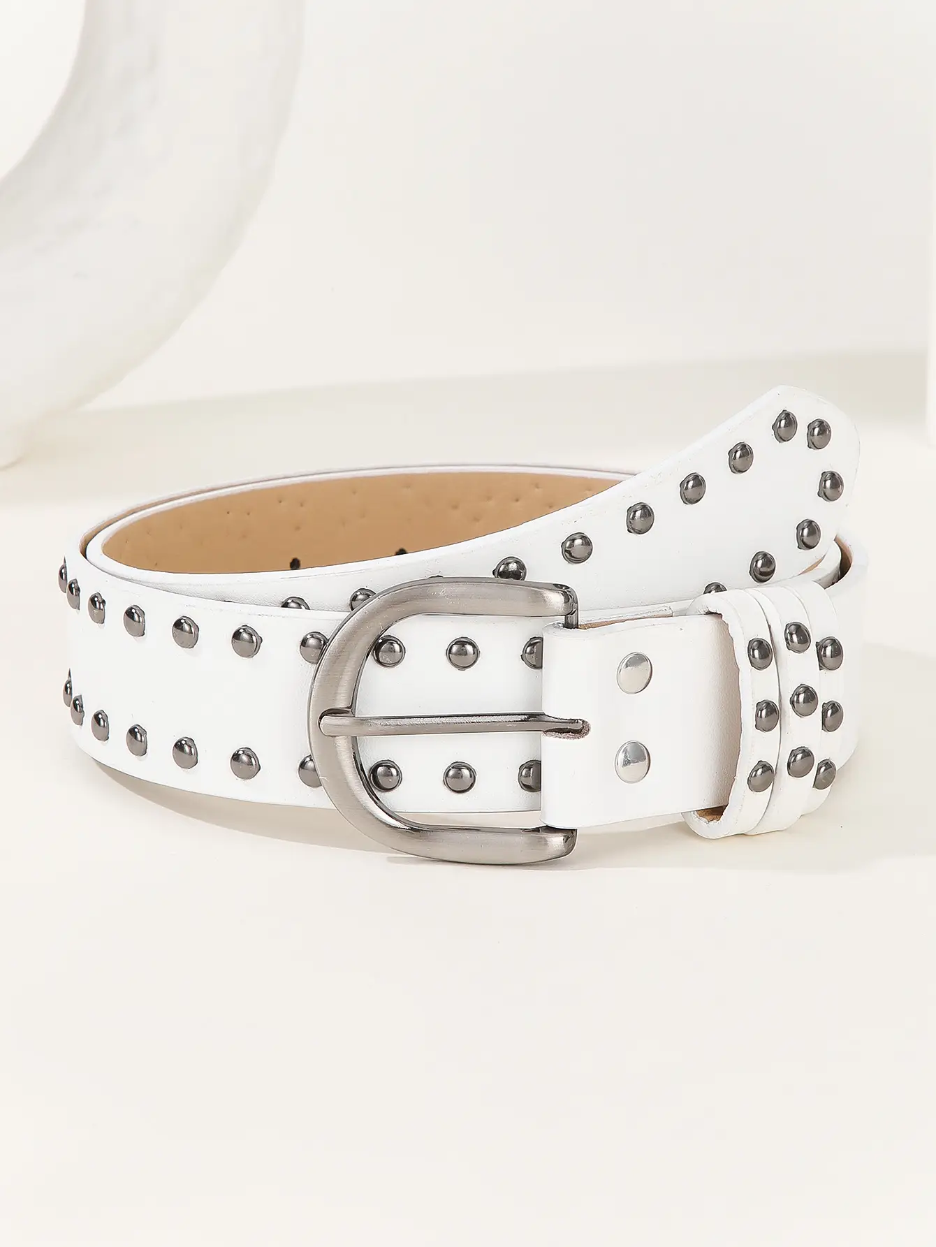American Hip Hop Belt Women Wide Punk Style Willow Nail Black - Image 2