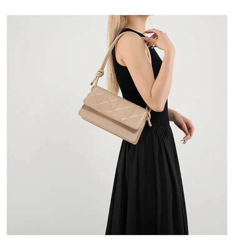 Korean Style Women's Brown Diamond Pattern Shoulder Bag — feature 14