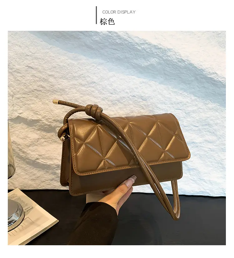 Korean Style Women's Brown Diamond Pattern Shoulder Bag — feature 29