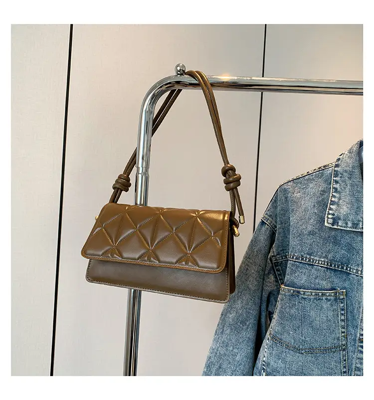 Korean Style Women's Brown Diamond Pattern Shoulder Bag — feature 33