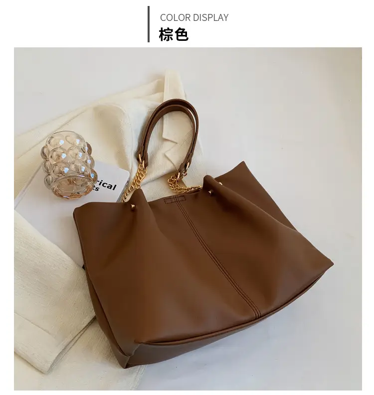 Brown Leather Chain Shoulder Bag for Women — feature 11