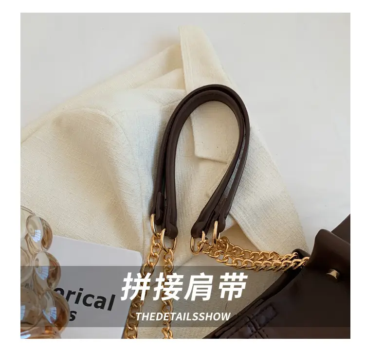 Brown Leather Chain Shoulder Bag for Women — feature 6