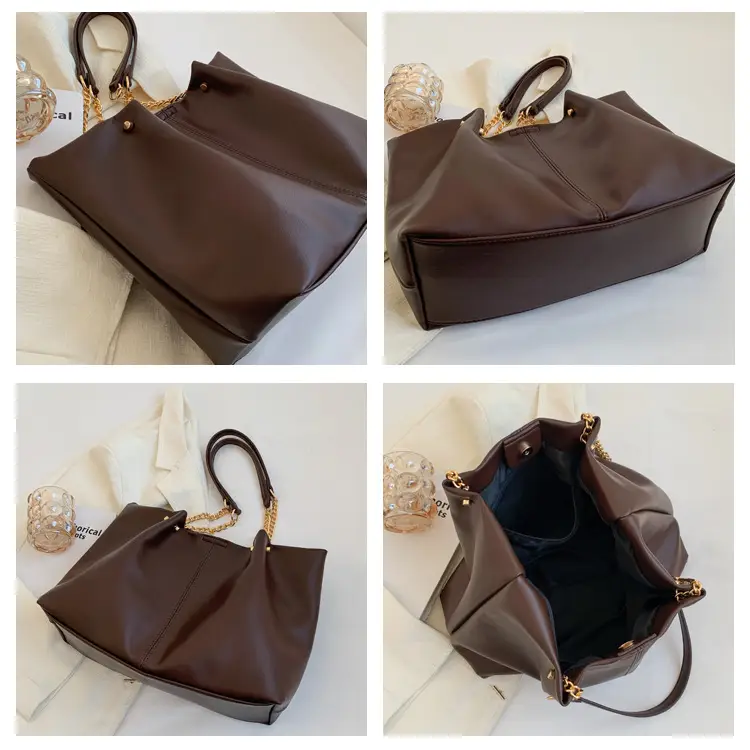 Brown Leather Chain Shoulder Bag for Women — feature 8
