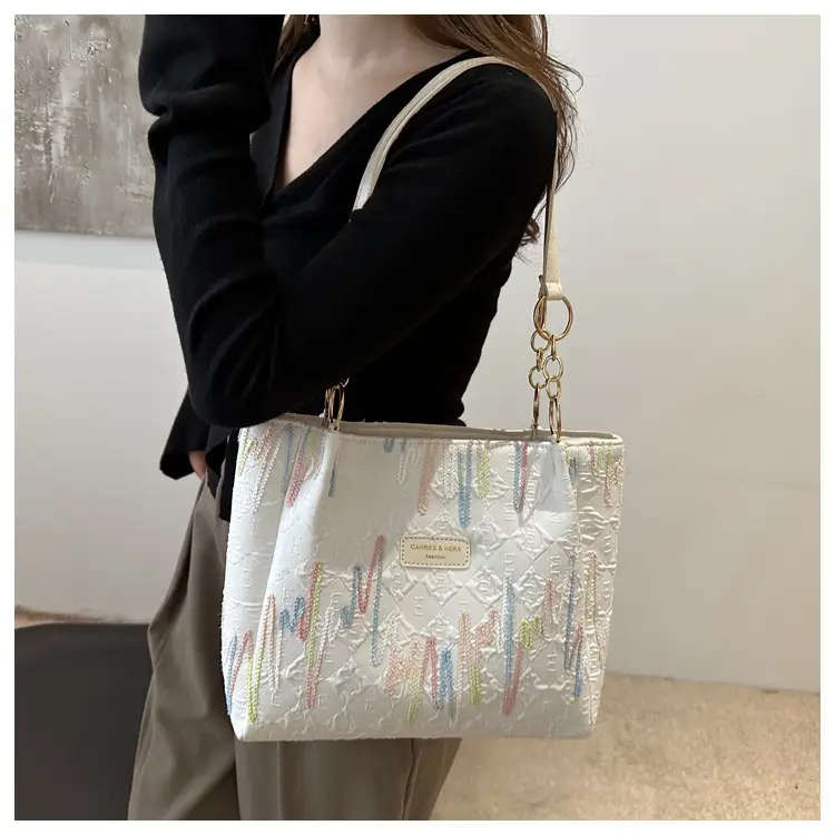 Black White Print High Shoulder Tote Bag for Women — feature 12