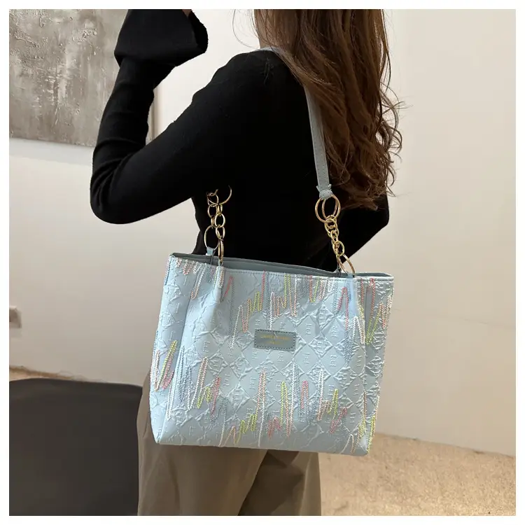 Black White Print High Shoulder Tote Bag for Women — feature 13