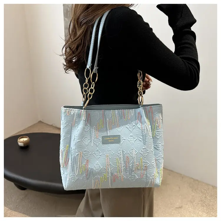 Black White Print High Shoulder Tote Bag for Women — feature 14