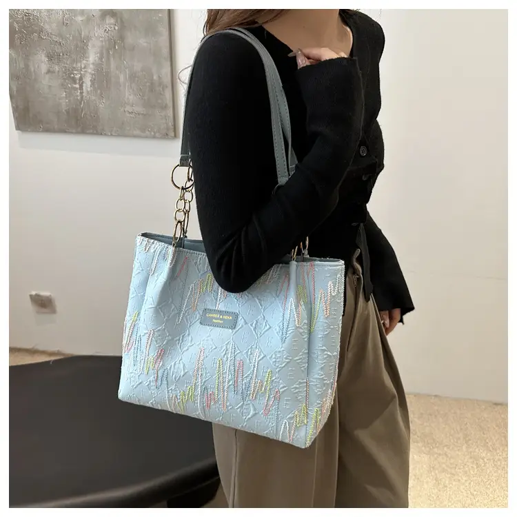Black White Print High Shoulder Tote Bag for Women — feature 15