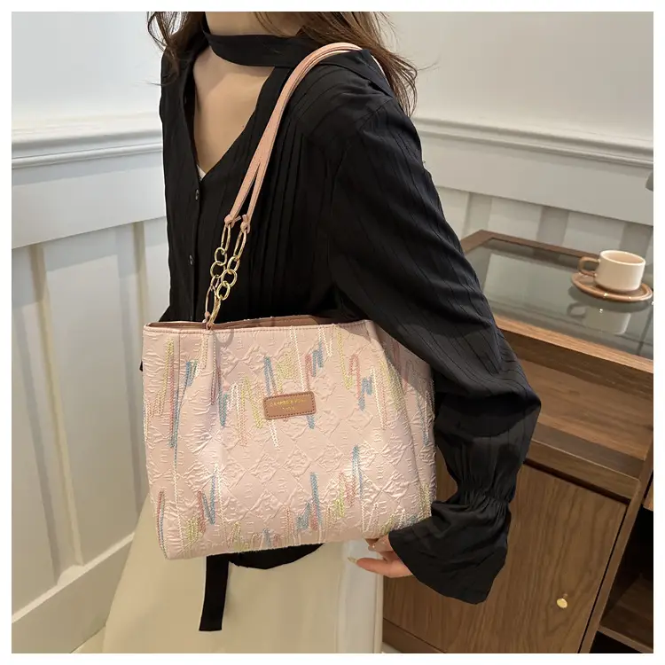 Black White Print High Shoulder Tote Bag for Women — feature 18