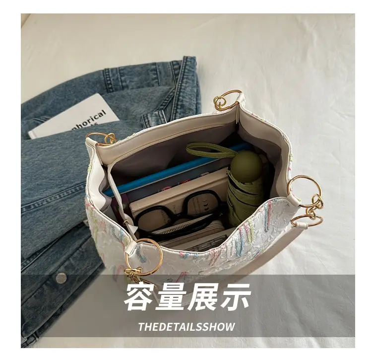 Black White Print High Shoulder Tote Bag for Women — feature 8