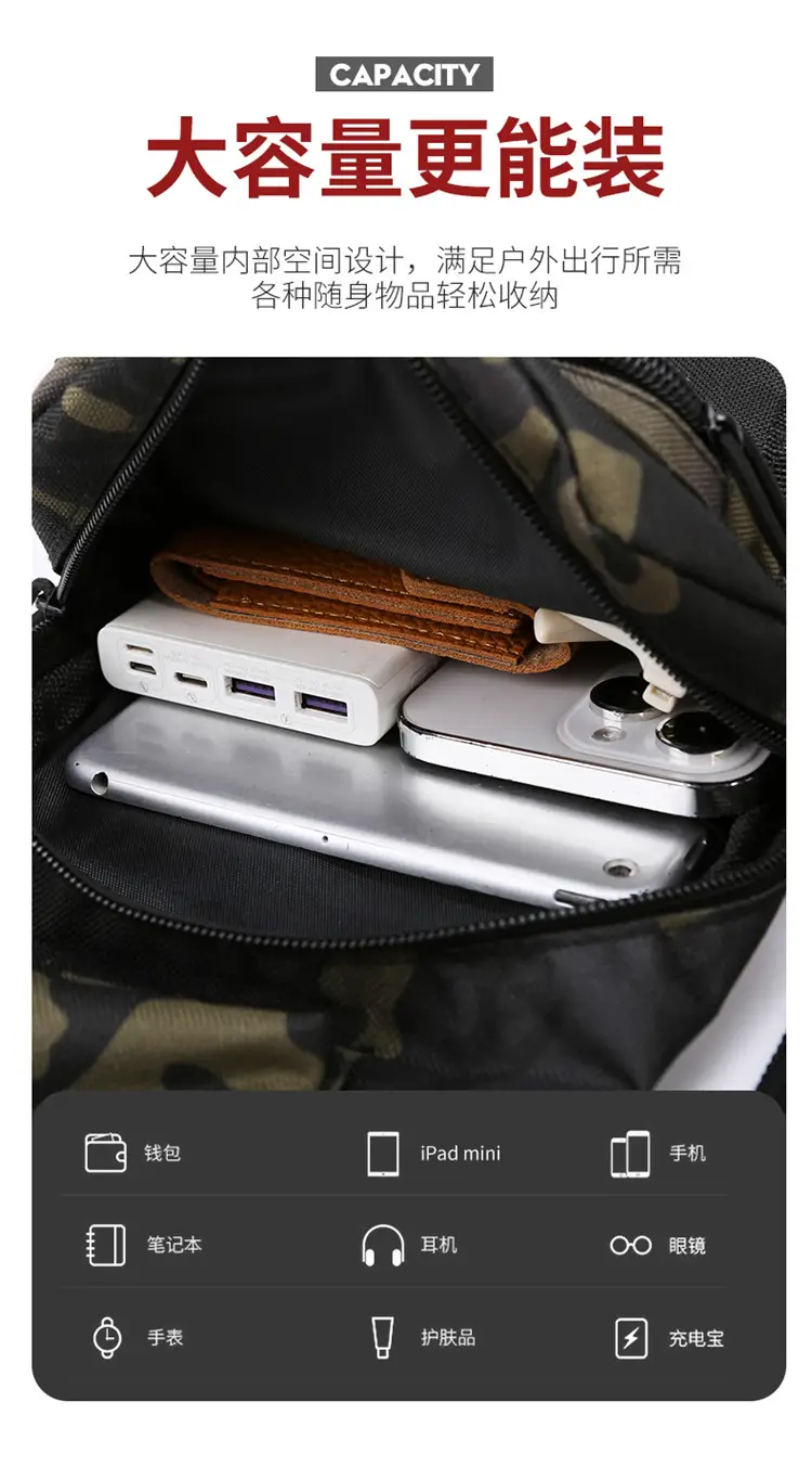 Men's Camouflage Crossbody Bag Multi-Use Outdoor Fitness Bag — feature 5