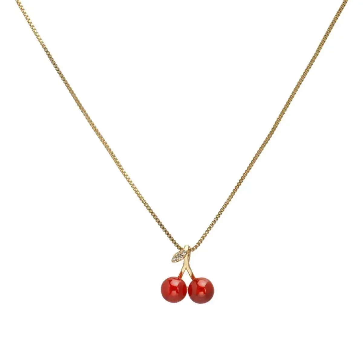 Korean Cherry Necklace for Women Red Cherry Design - Image 6