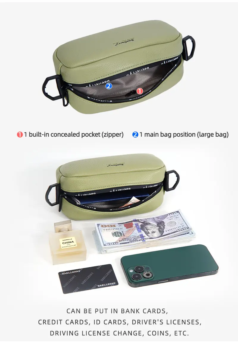 Baellerry Women's Green Crossbody Bag Large Capacity — feature 6
