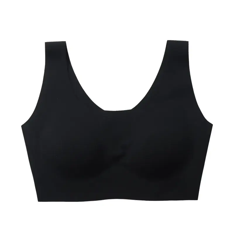 Black Seamless Sports Bra with Breast Pad - Image 2