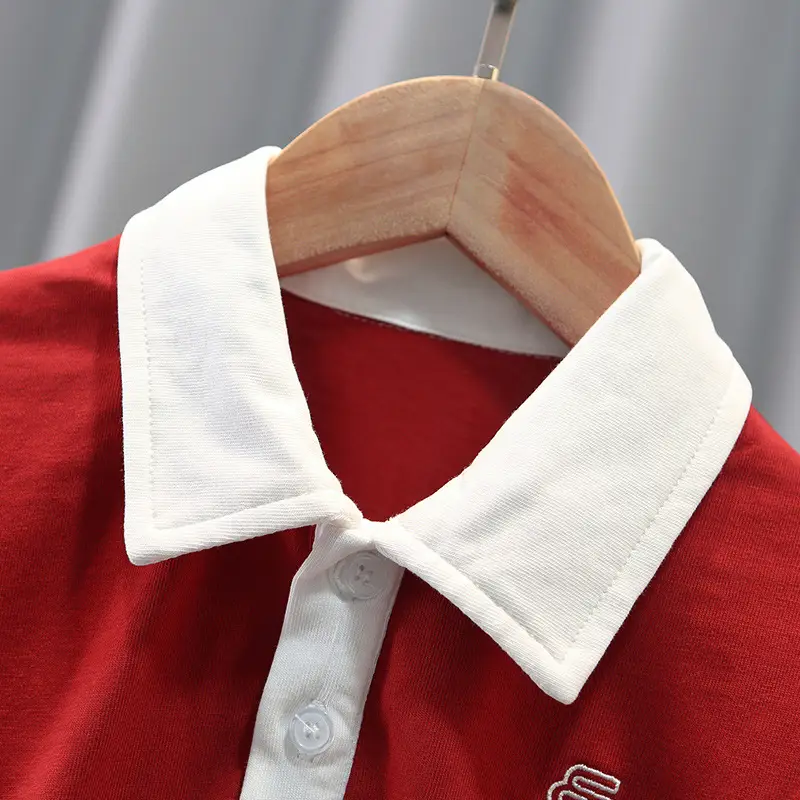 Boys Red Polo Shirt Summer 2024 New Style - Image 3
