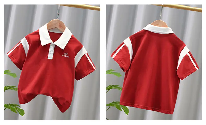 Boys Red Polo Shirt Summer 2024 New Style — feature 2