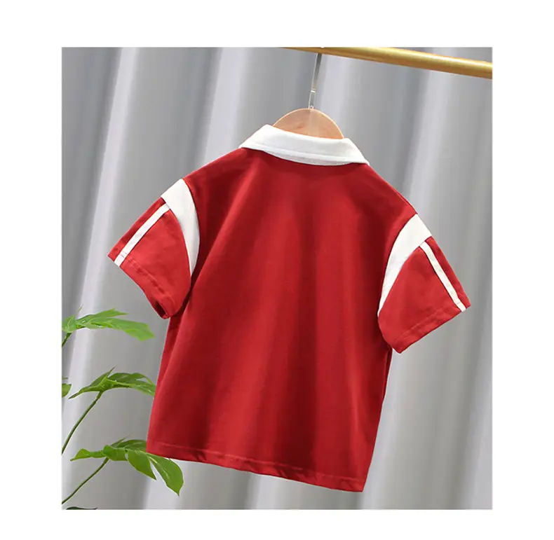Boys Red Polo Shirt Summer 2024 New Style — feature 4