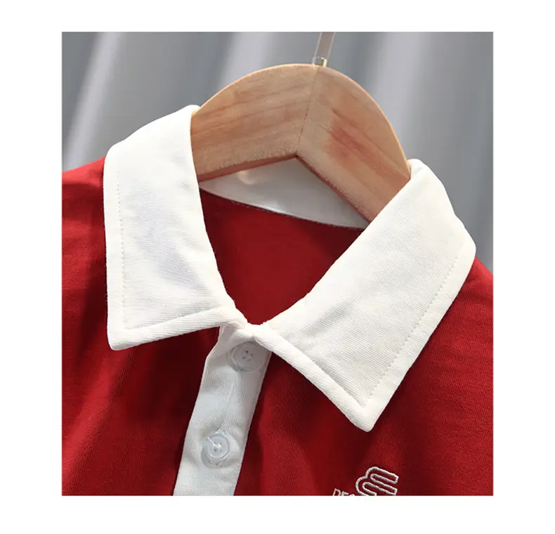 Boys Red Polo Shirt Summer 2024 New Style — feature 5